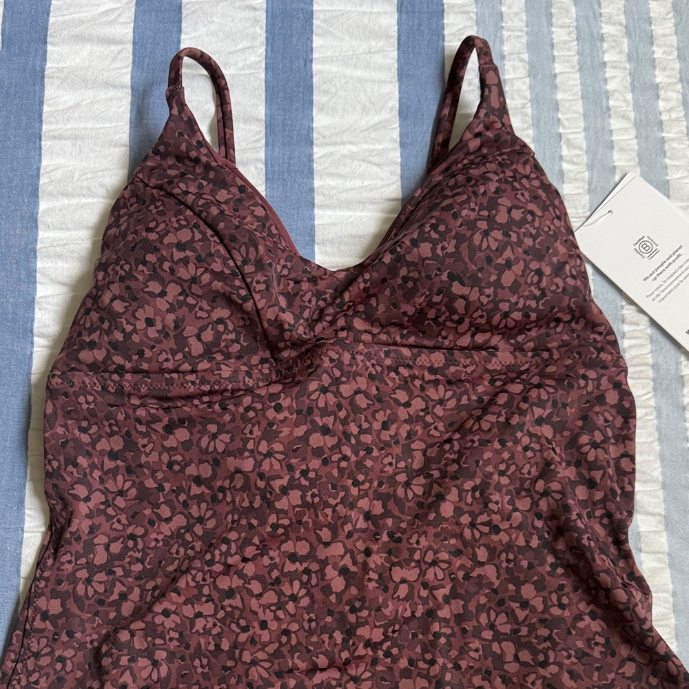 Athleta Burgundy and Black Patterned Tankini